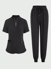 Women Scrubs With Half-Zipper Short Sleeve Top And Pants Sets Medical Nursing Uniform Scrub Set